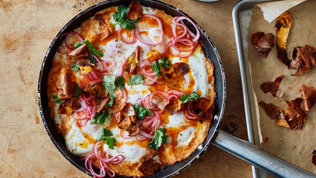 Sweet potato shakshuka with sriracha butter