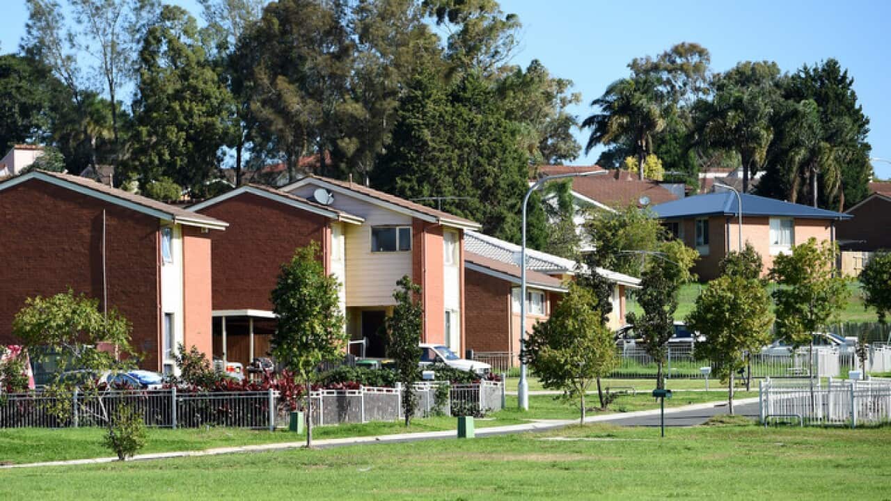 General view of public housing at Rosemeadow in the south west of Sydney, Wednesday, May 6, 2015. (AAP Image/Dan Himbrechts) NO ARCHIVING