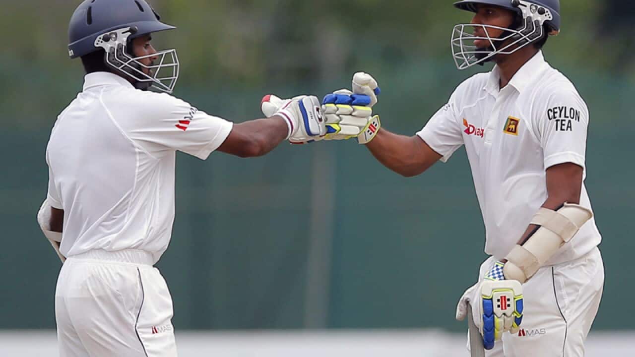 Sri Lanka's Kusal Mendis (R) and Kaushal Silva