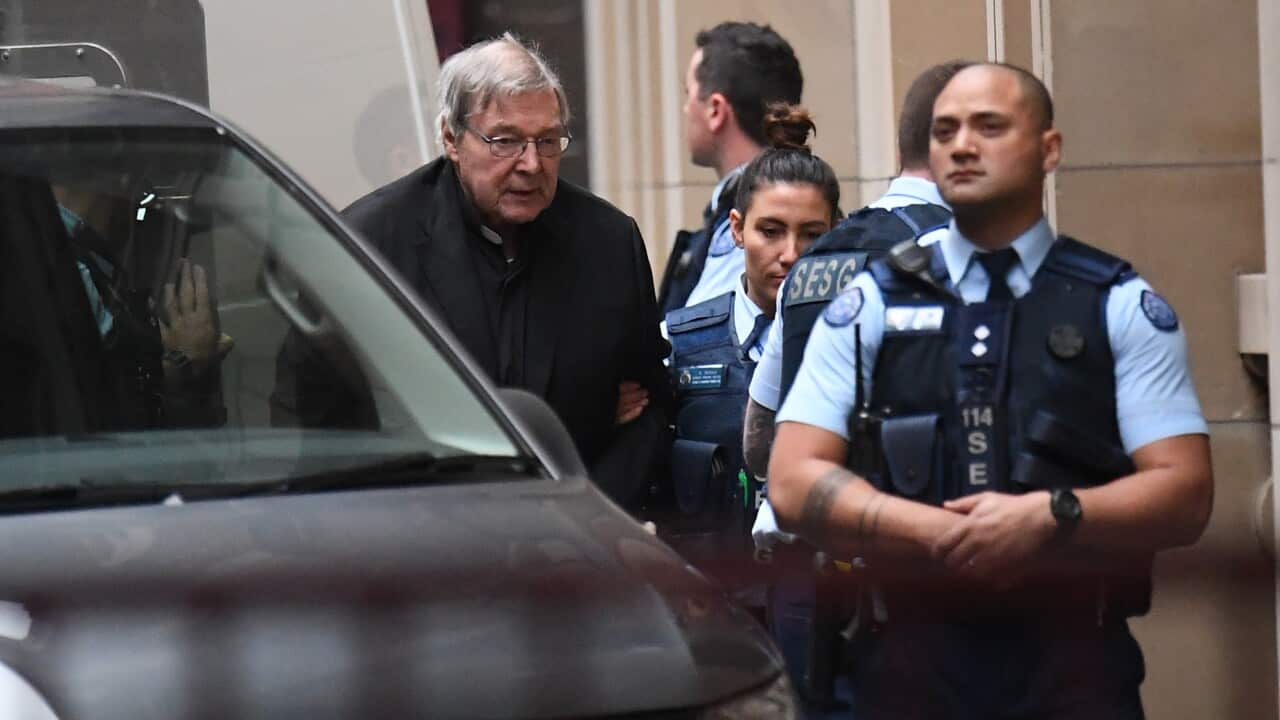 Cardinal George Pell arrives at the Supreme Court of Victoria in Melbourne, Thursday, June 6, 2019. Pell appeal is appealing his conviction for sexually abusing two boys in the 1990s listed for the Court of Appeal. (AAP Image/Julian Smith) NO ARCHIVING