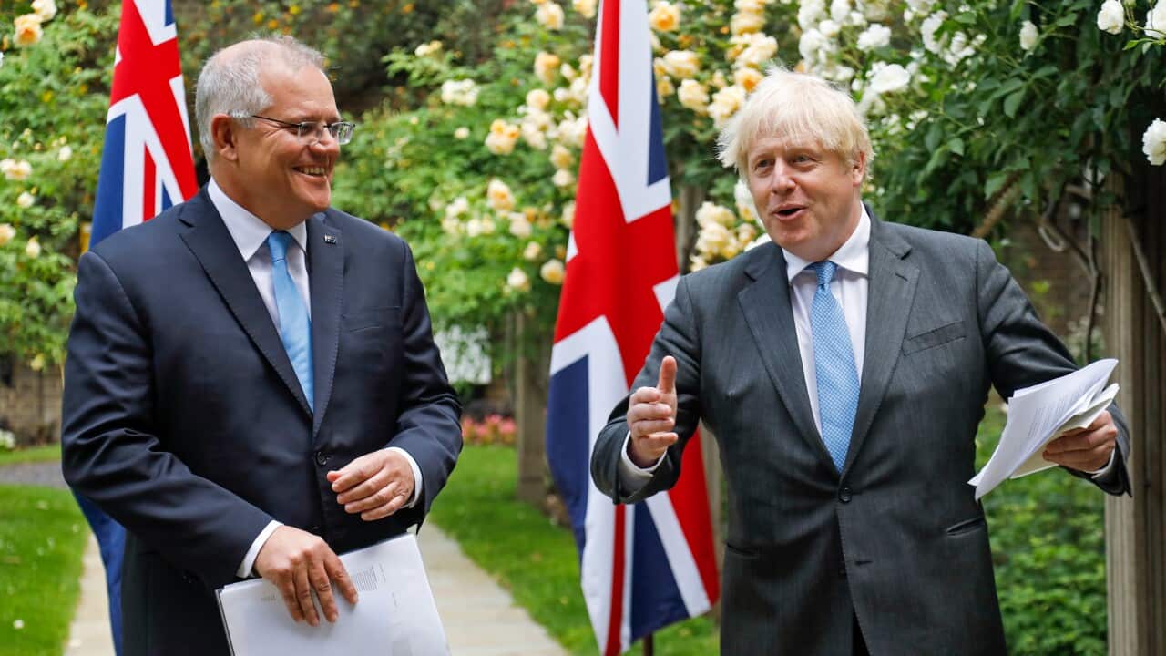 British Prime Minister Boris Johnson and Prime Minister Scott Morrison.