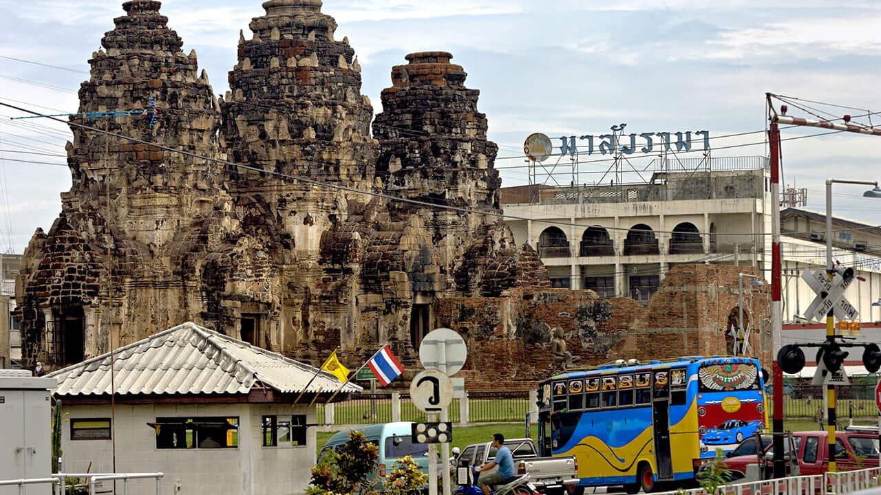 The Khmer ruins in the center of the Lopburi town, Central Thailand, the market town where The fugitive, Shigeharu Shirai was arrested. 