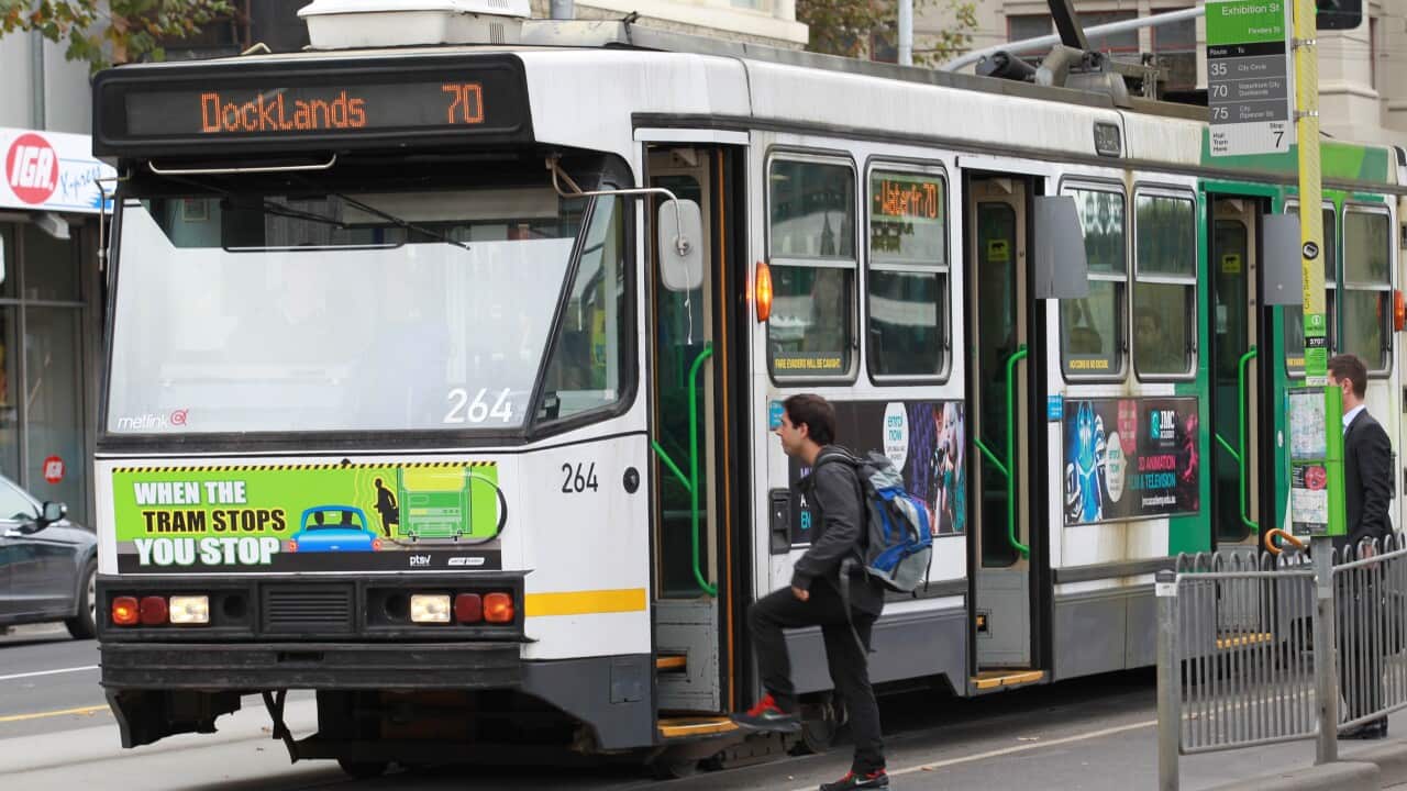 A tram in the CBD of Melbourne. (AAP)