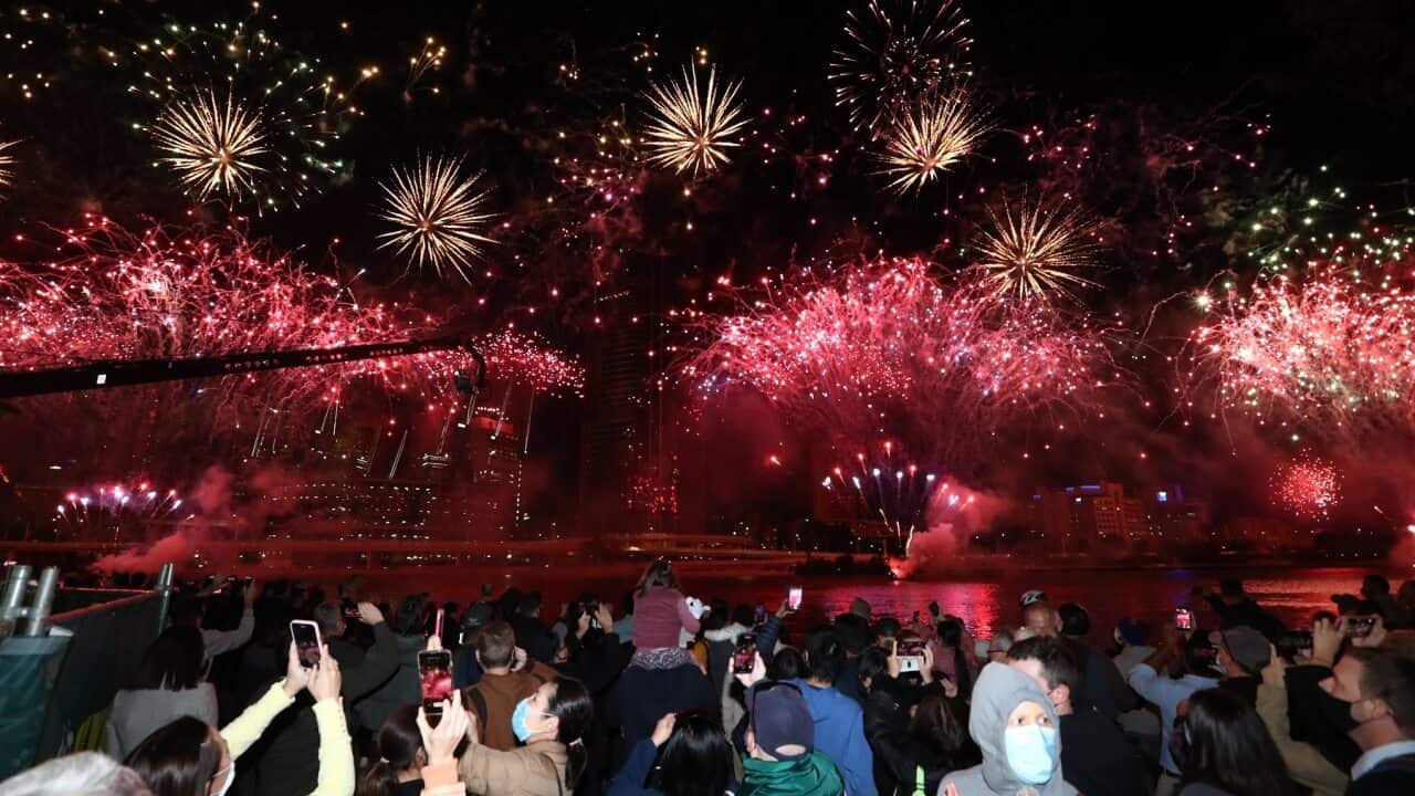Fireworks and celebrations in Brisbane following Brisbane's successful 2032 Summer Olympics bid