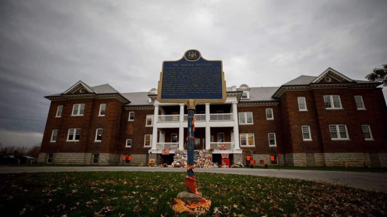 The former Mohawk Institute Residential School, in Brantford, Canada, November 9, 2021.