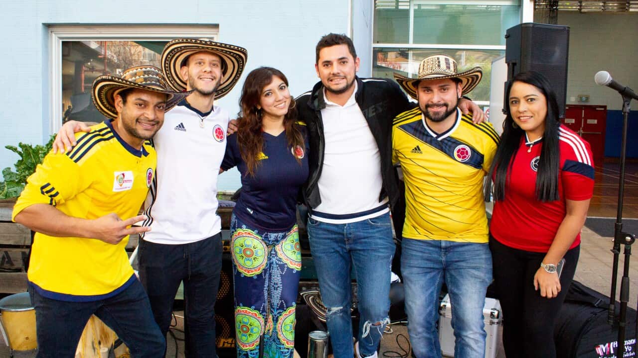 Colombian musicians at a football tournament in Sydney