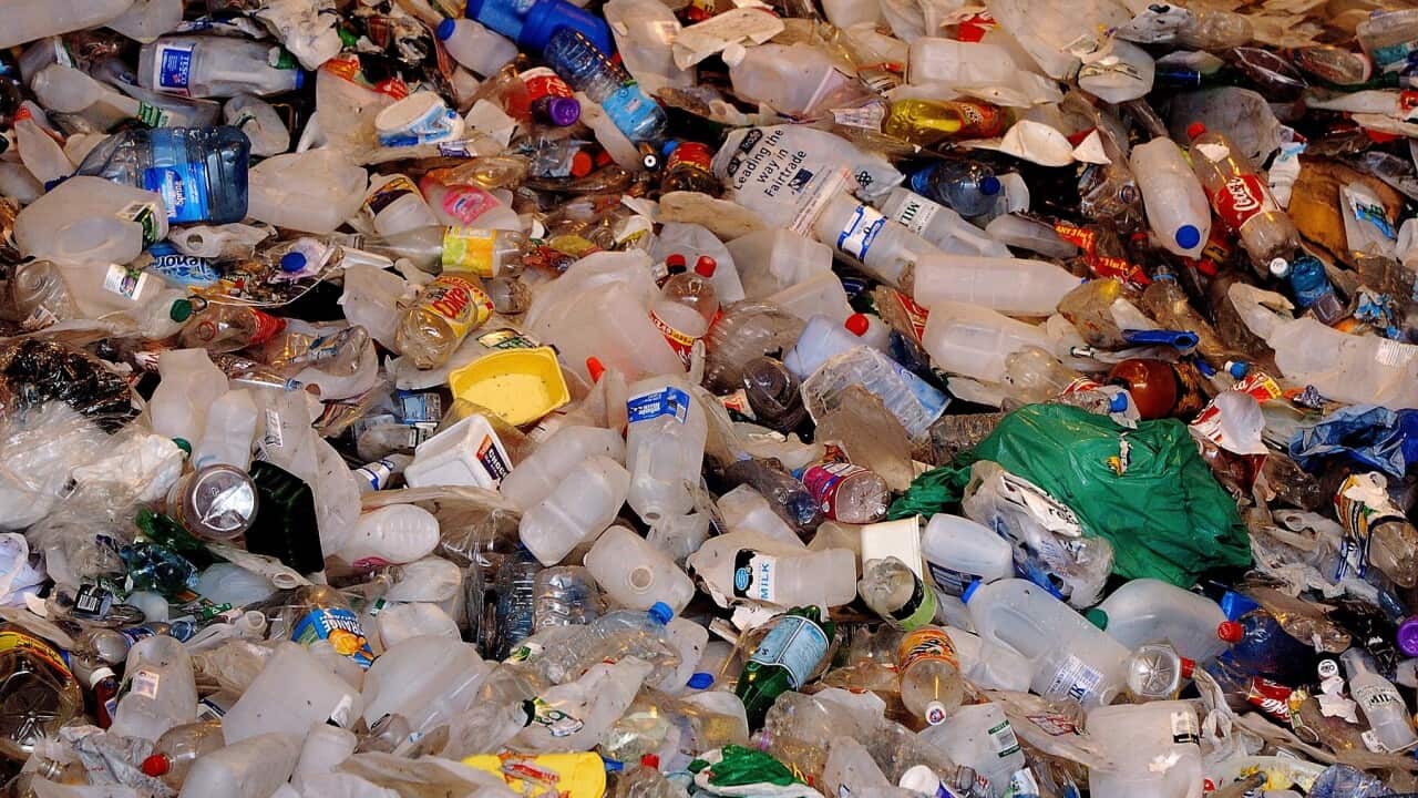 Plastic waiting to be recycled