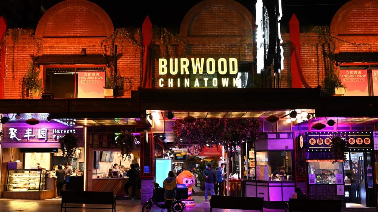 An almost deserted Burwood shopping district shortly before the 9pm to 5am curfew in Sydney, Monday, August 23, 2021. Stay-at-home orders will now apply in Sydney until at least September 30 while a dozen hotspot Local Government areas (LGAs) will face ha