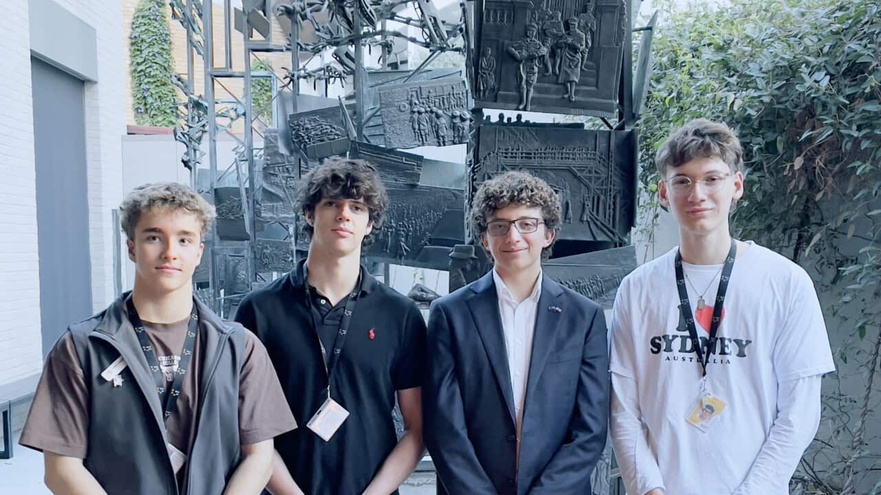 Interns of the Austrian Service Abroad program - Julian Gabriel, Tim Kainz, Gregor Czepl and Ellis Otte - at the Melbourne Holocaust Museum