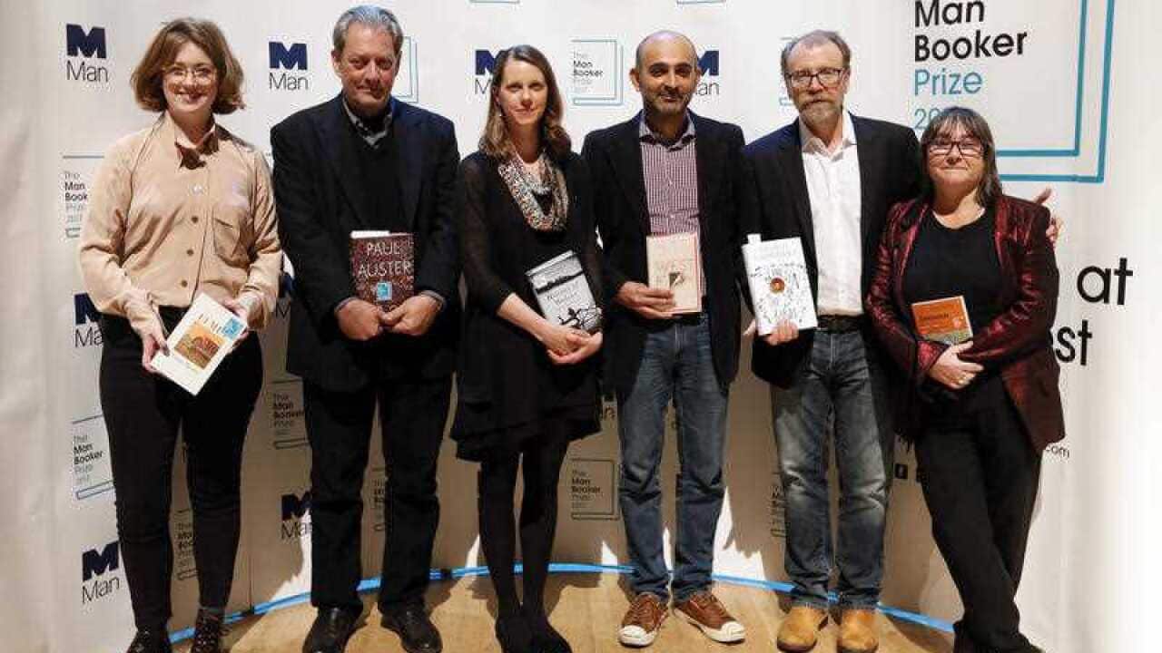From left, Author Fiona Mozley, Author Paul Auster, Author Emily Fridlund, Author Mohsin Hamid, Author George Saunders and Author Ali Smith.