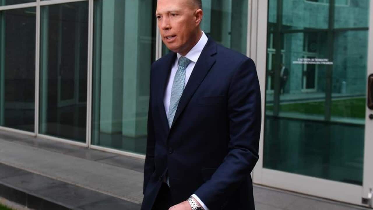 Peter Dutton arrives at a press conference at Parliament House.
