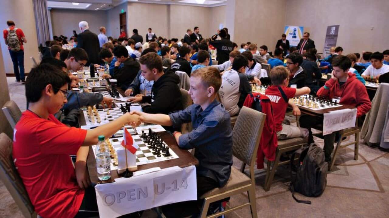Juvenile chess players during the World Youth Chess Championship in Montevideo.