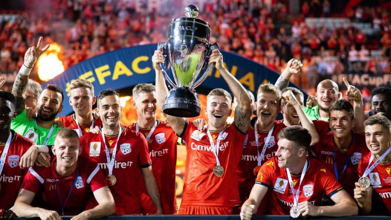 Adelaide United celebrate their 2019 FFA Cup win