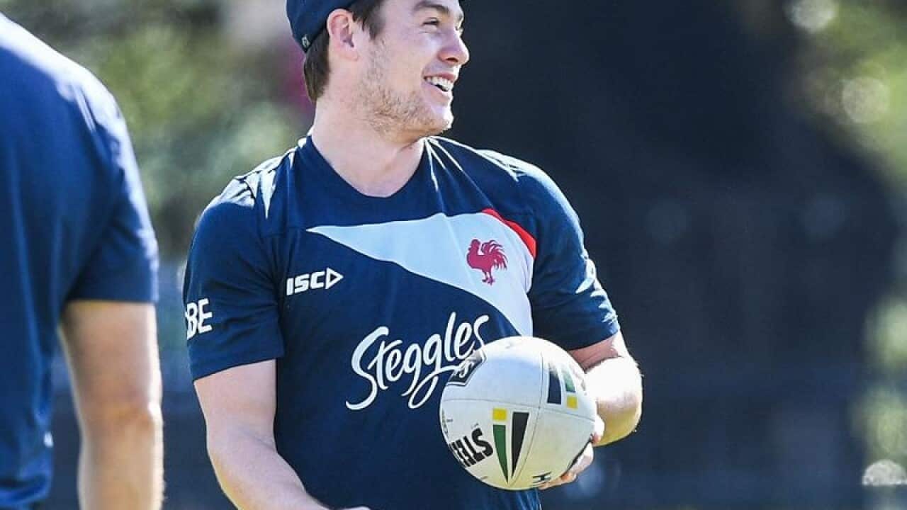 Luke Keary during a Sydney Roosters training session in Sydney.
