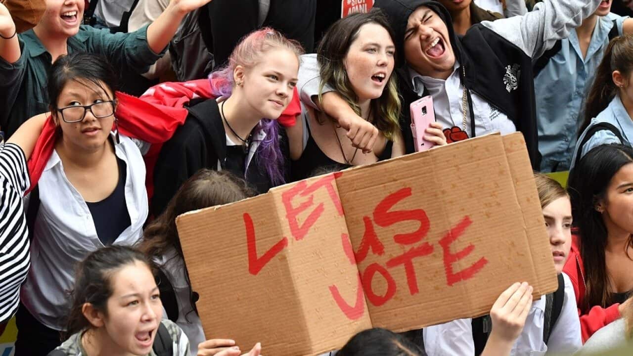 Students strike for climate action in March.