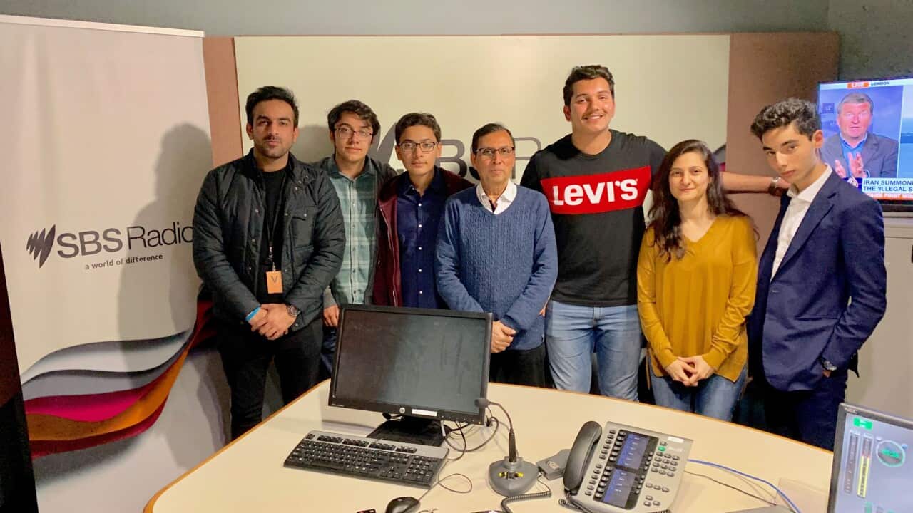Team visits SBS: Ali Mobin (Macquarie university), Ahad Imran, Hassan Shanawaz, Rehan Alavi ( SBS Urdu), Abdullah Khan, Amna Askari (Coach) Mohammad Shahnawaz