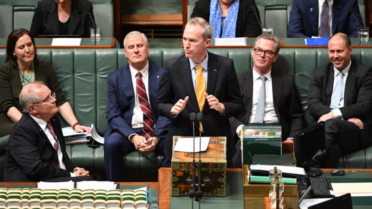 Minister for Immigration, Citizenship and Multicultural Affairs David Coleman during Question Time in the House of Representatives at Parliament House in Canberra