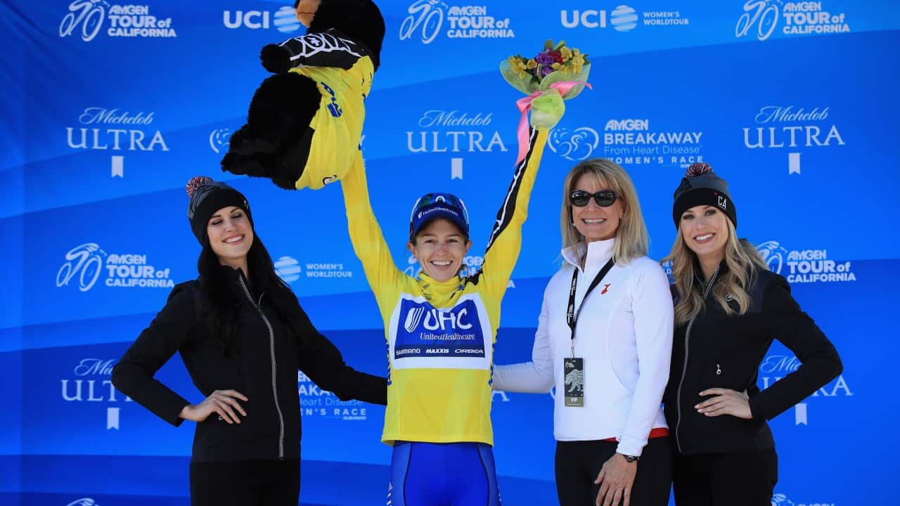 Katie Hall wins stage 2 and takes the race lead at 2017 ATOC Women's Race