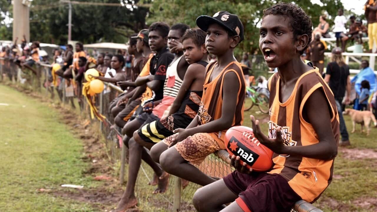 Fans at the Tiwi Islands football grand final in 2017.