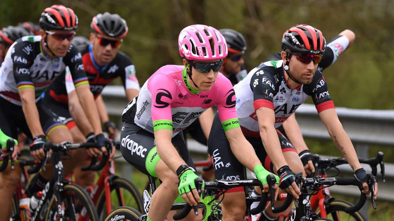 Brendan Canty (Team EF Education First-Drapac p/b Cannondale) during the 58th Vuelta Pais Vasco 2018, Stage 1 162,1km stage in Zarautz, Spain. (Getty)