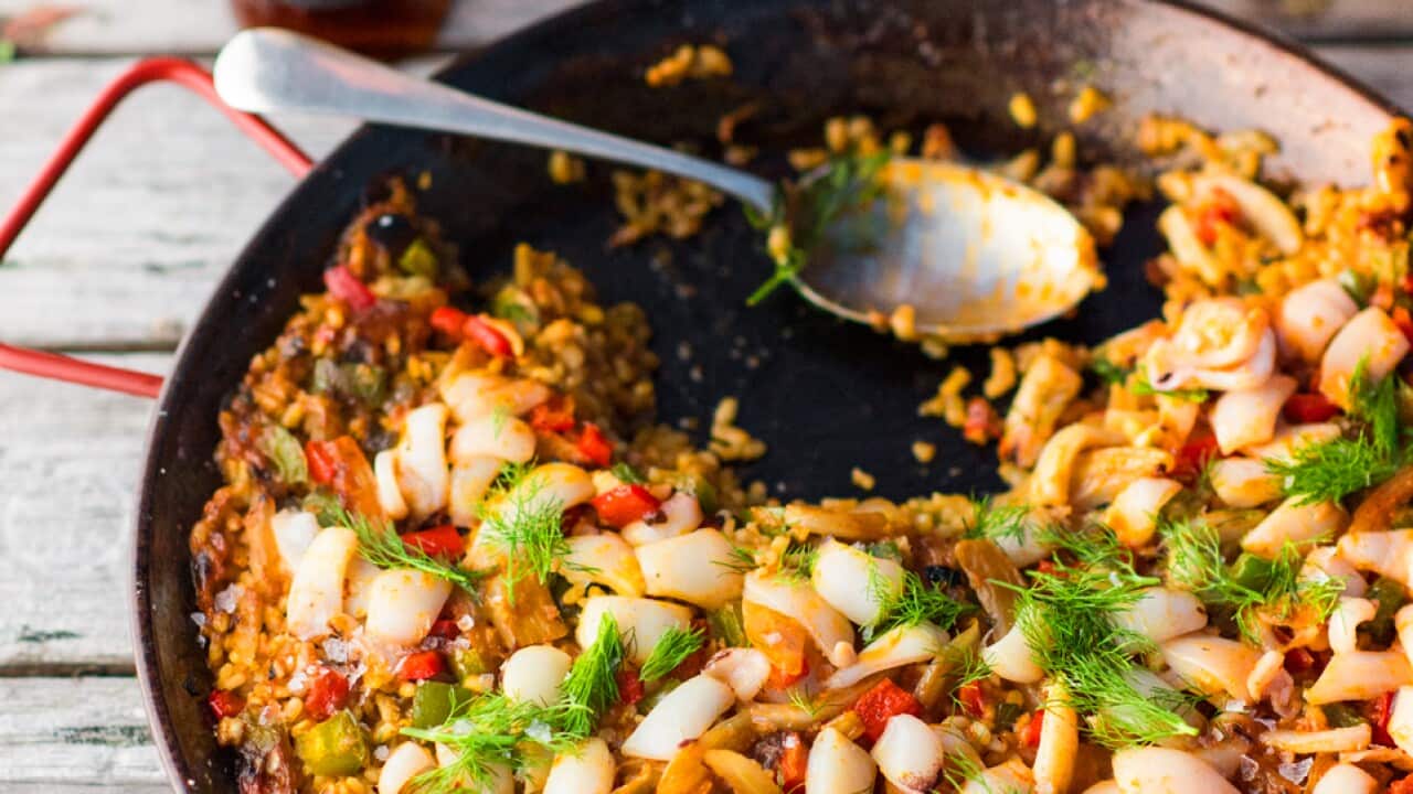 Squid and fennel 'paella'