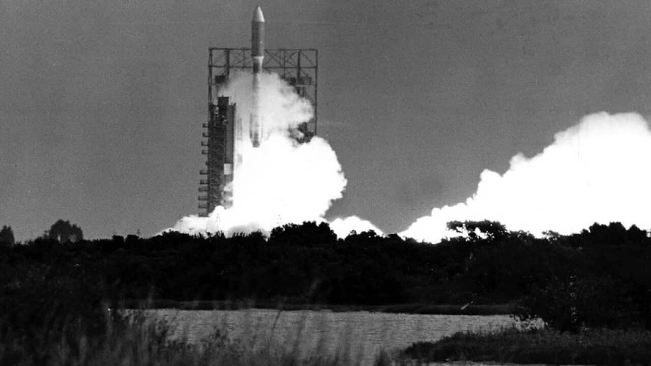 Voyager 2's launch in 1977 at Cape Canaveral in the United States