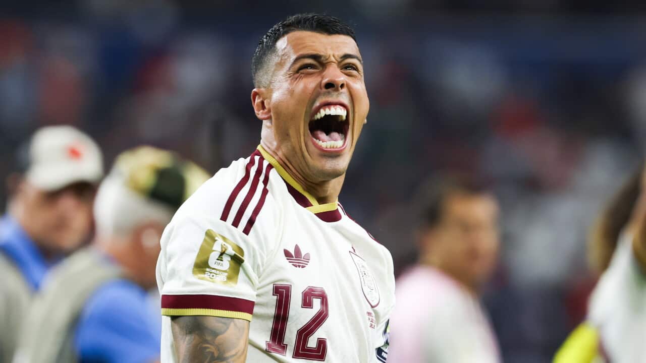 Pedro Porro of Spain celebrating after the 0-2 win during the FIFA Men’s World Cup 2026 semi-final football match between France and Spain at Dallas Stadium, in Arlington on July 14th 2026