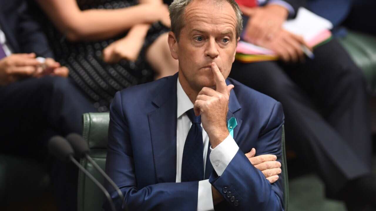 Australia's Opposition Leader Bill Shorten reacts during House of Representatives Question Time at Parliament House in Canberra, Wednesday, Feb. 8, 2017.