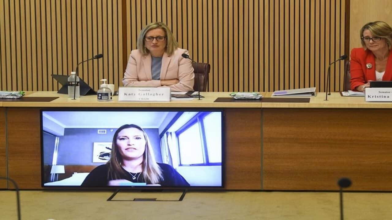 Senators Katy Gallagher and Kristina Keneally at a COVID-19 inquiry