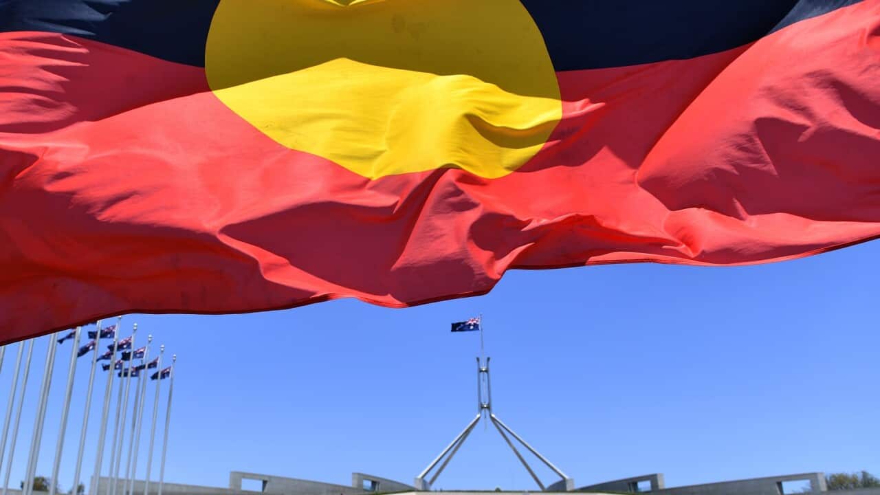Aboriginal flag over Parliament House