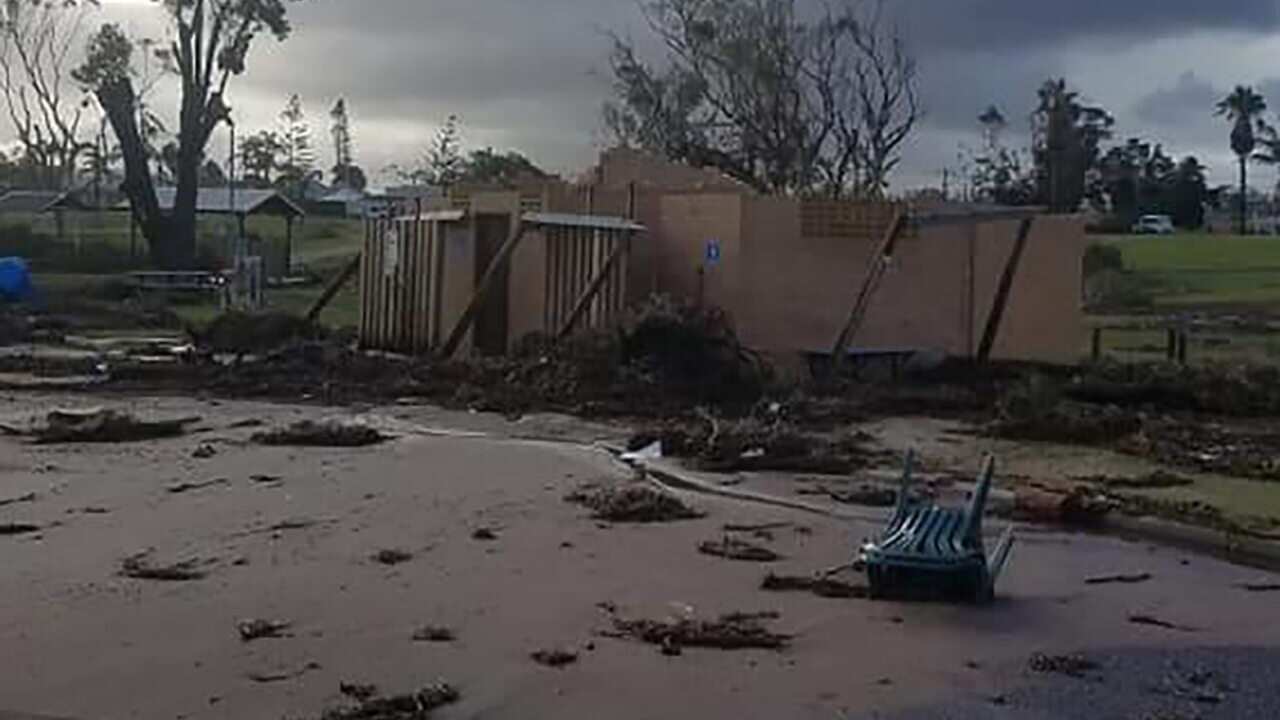 A supplied image obtained on Monday, April 12, 2021, of damage in the WA town of Kalbarri