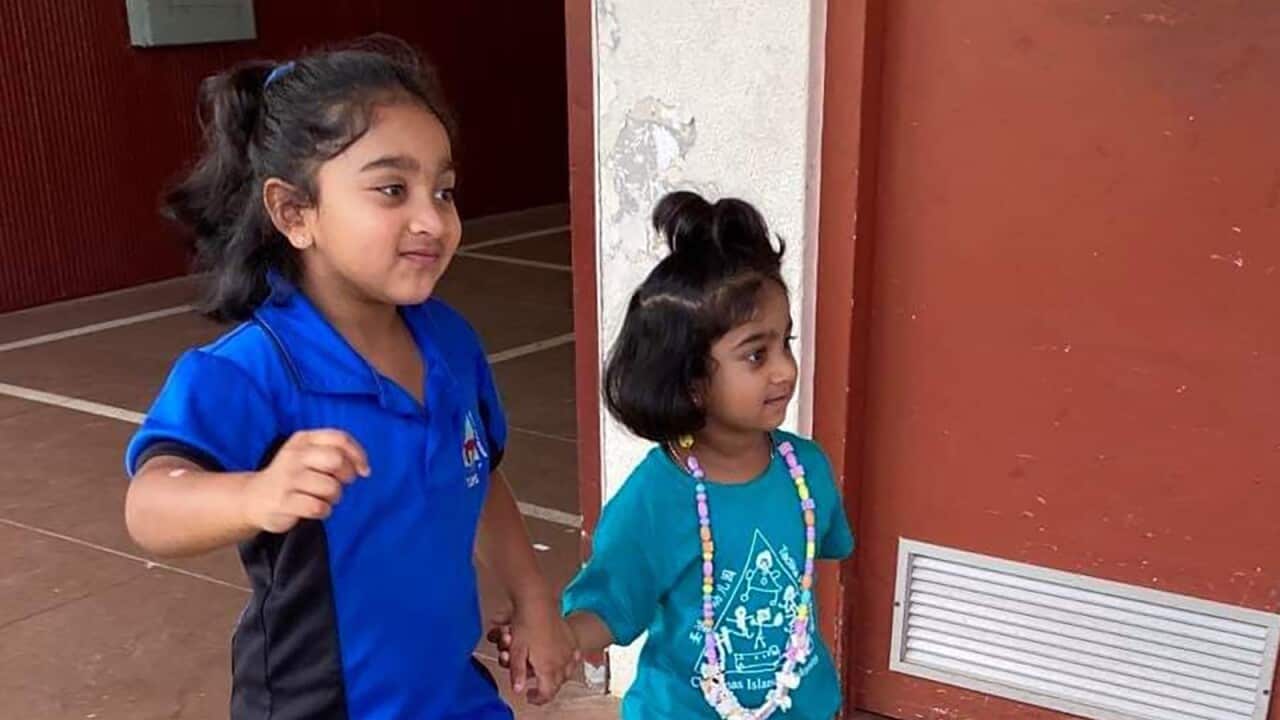 Tamil refugees Kopika (left) and Tharunicaa, in detention on Christmas Island