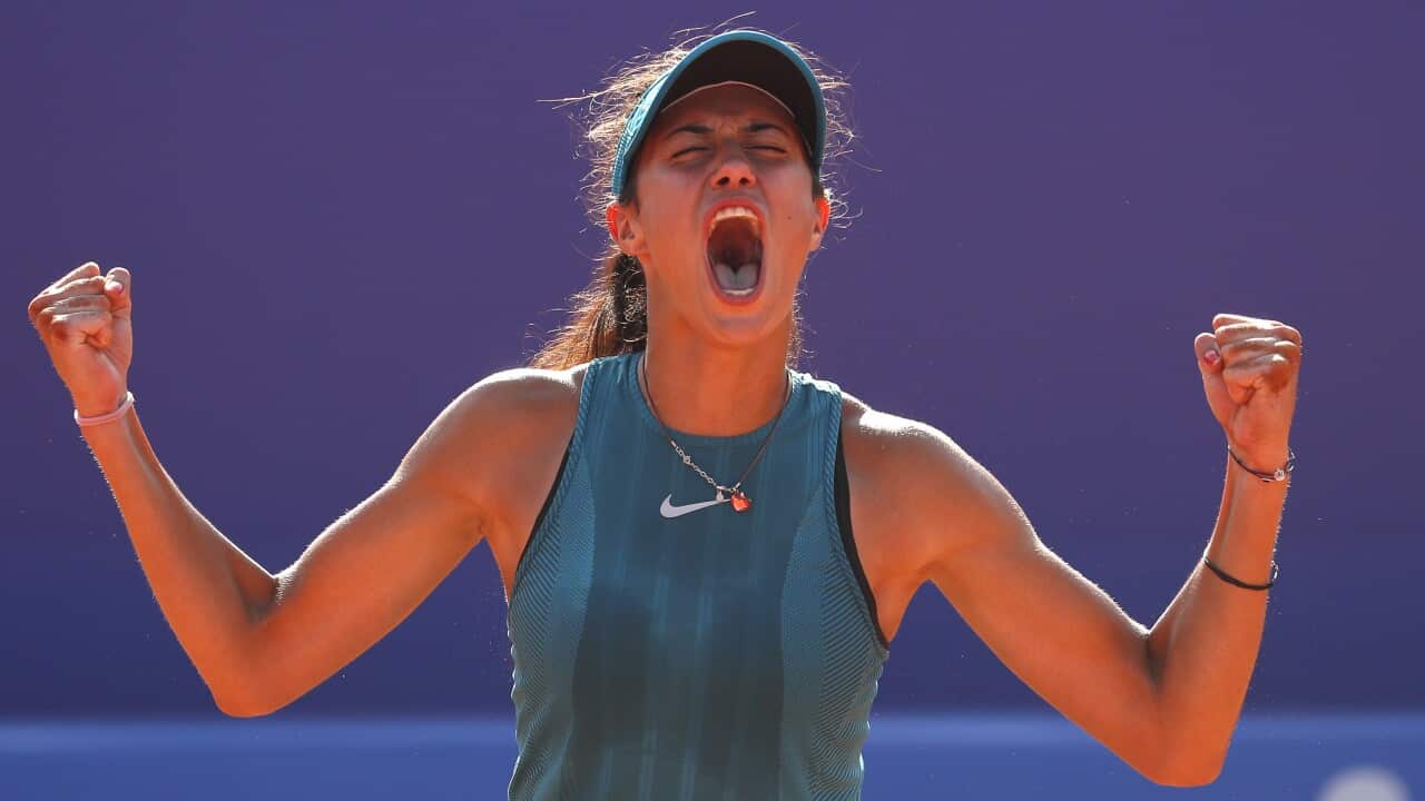 Olga Danilovic of Serbia celebrates after winning the final match against Anastasia Potapova of Russia at the WTA Moscow River Cup tennis tournament in Moscow, Russia, 29 July 2018. EPA/SERGEI ILNITSKY