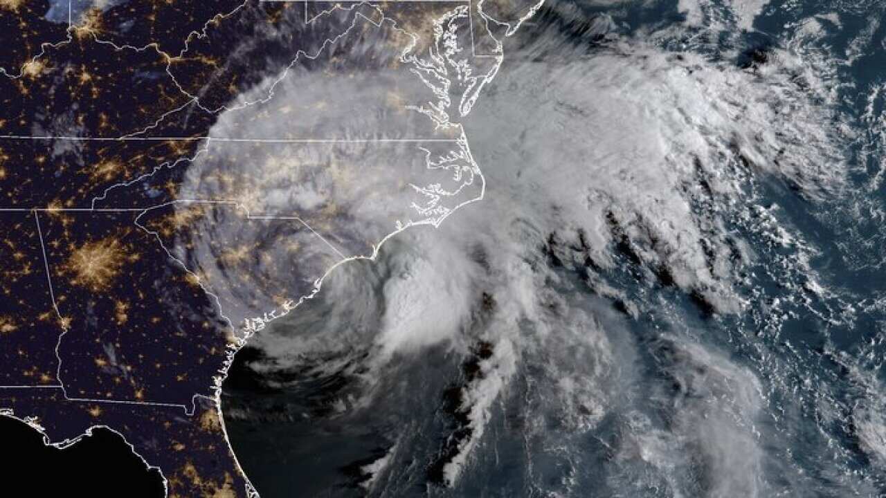 This satellite image provided by NOAA shows Hurricane Florence on the eastern coast of the United States early Saturday, Sept. 15, 2018. (NOAA via AP)