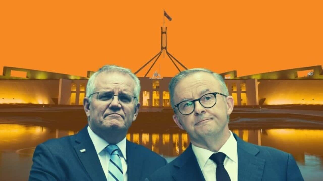 نخستوزیر اسکات موریسن و رهبر اپوزیسیون آنتونی البنیزی