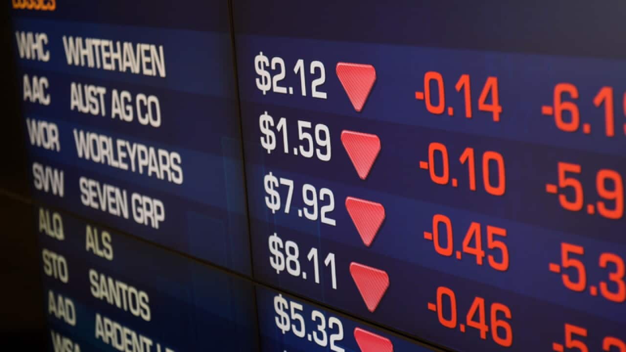 an information screen at the Australian Securities Exchange (ASX)