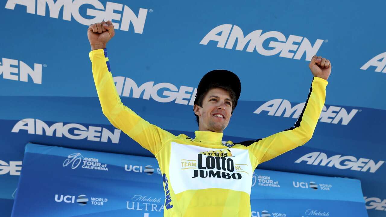 George Bennett in the ATOC leader's jersey after stage 6