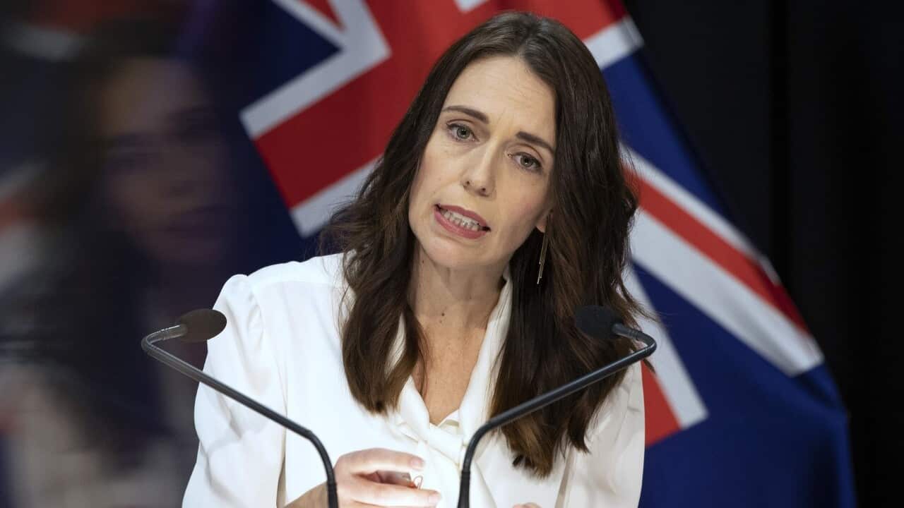 New Zealand's Prime Minister Jacinda Ardern addresses a press conference