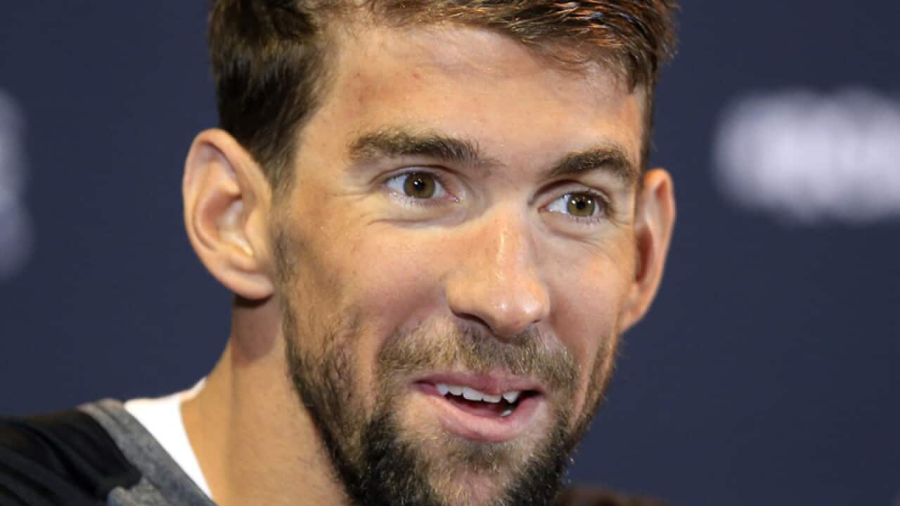 Michael Phelps during a news conference in Omaha