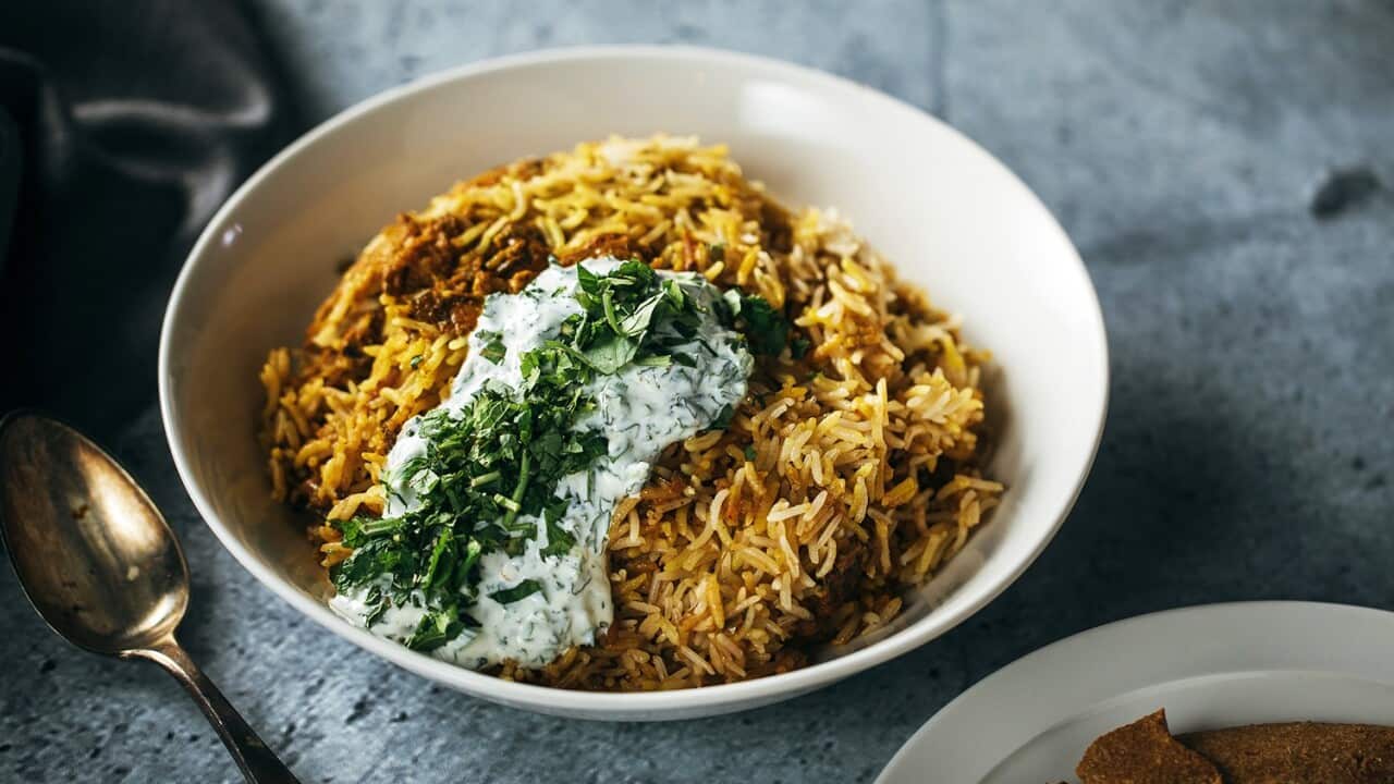 Kachche gosht ki biryani