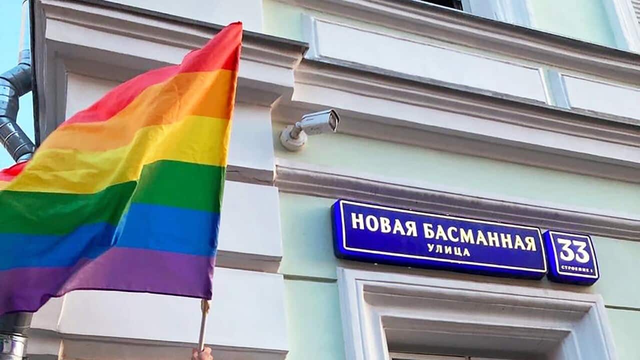 Pussy Riot hung rainbow flags outside government buildings on Vladimir Putin's birthday.