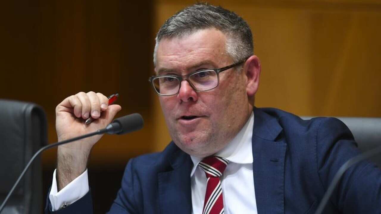 Senator Murray Watt during a Senate Inquiry at Parliament House.