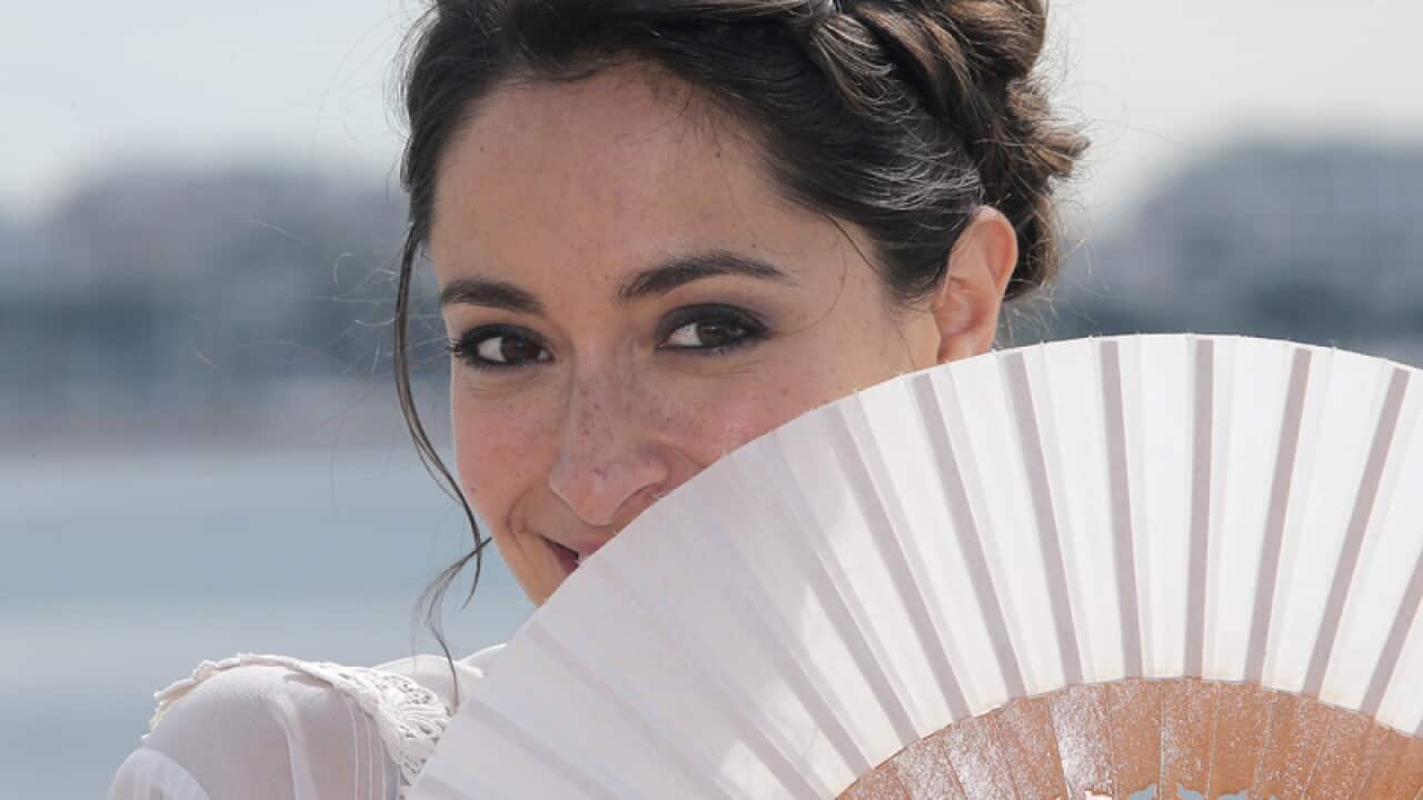 Actress Oona Chaplin poses during photocall in Cannes
