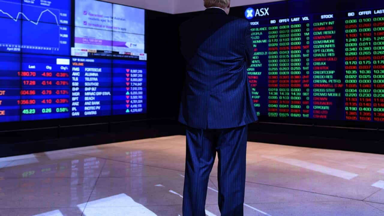 The information boards at the Australian Securities Exchange