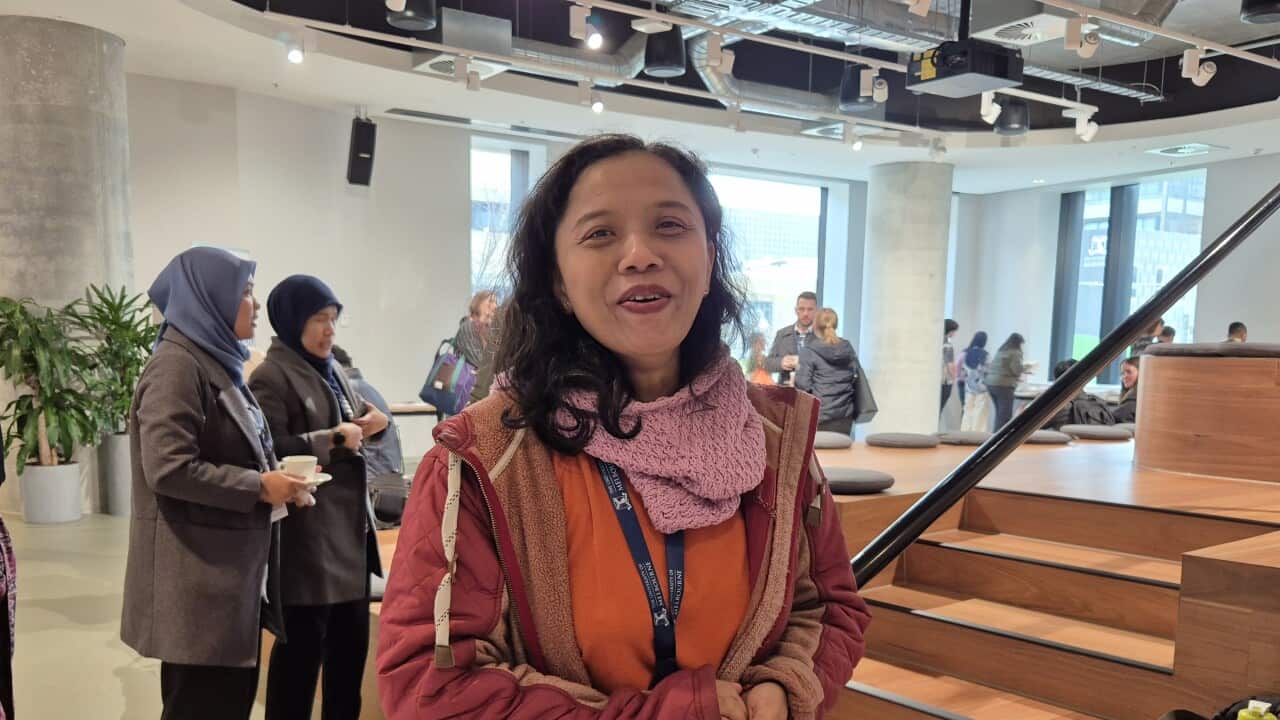 Dr Valentina Yulita Dyah Utari during conference break of Indonesian Council Open Conference, hosted by the University of Melbourne – 08 Aug 2025. Courtesy: SPD.