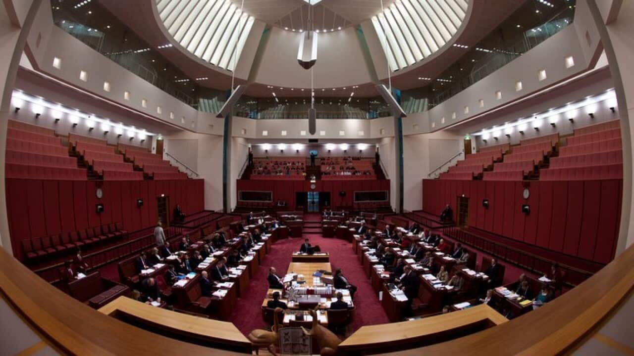 Overview of the Senate during question time in Canberra, Tuesday, Aug. 16, 2011. (AAP Image/Lukas Coch) NO ARCHIVING