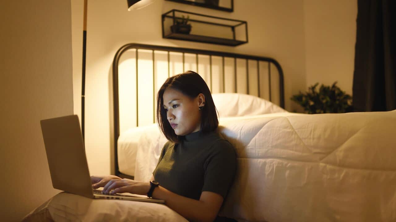 Working from home during lockdown.