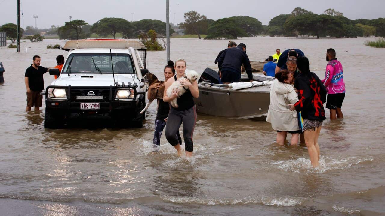 Flood-affected people are evacuated from Townsville in the Northern Territory on 4 February, 2019.