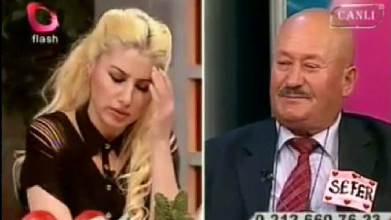 The 62-year-old dating show contestant Sefer Calinak calmly explained on TV he was a convicted double murderer. (Source: FlashTV)