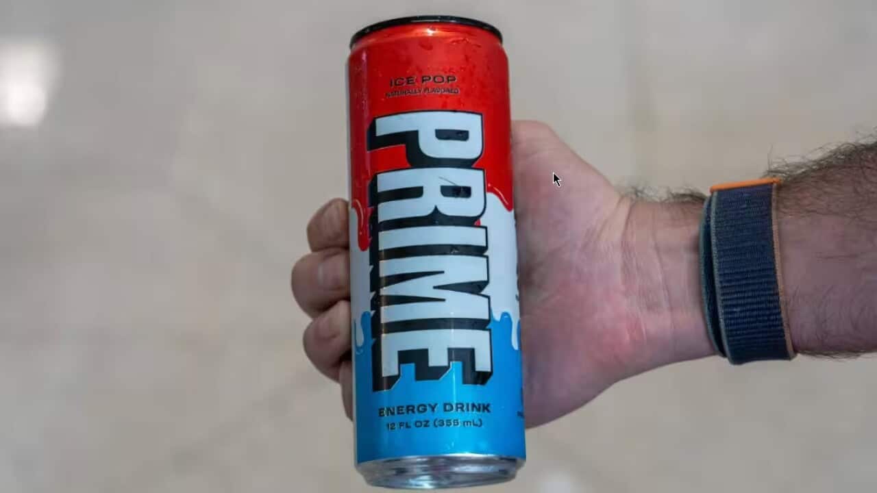 A can of PRIME, a beverage brand founded by the YouTube stars Logan Paul and KSI (AAP)